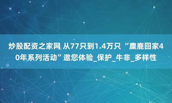 炒股配资之家网 从77只到1.4万只 “麋鹿回家40年系列活动”邀您体验_保护_牛非_多样性